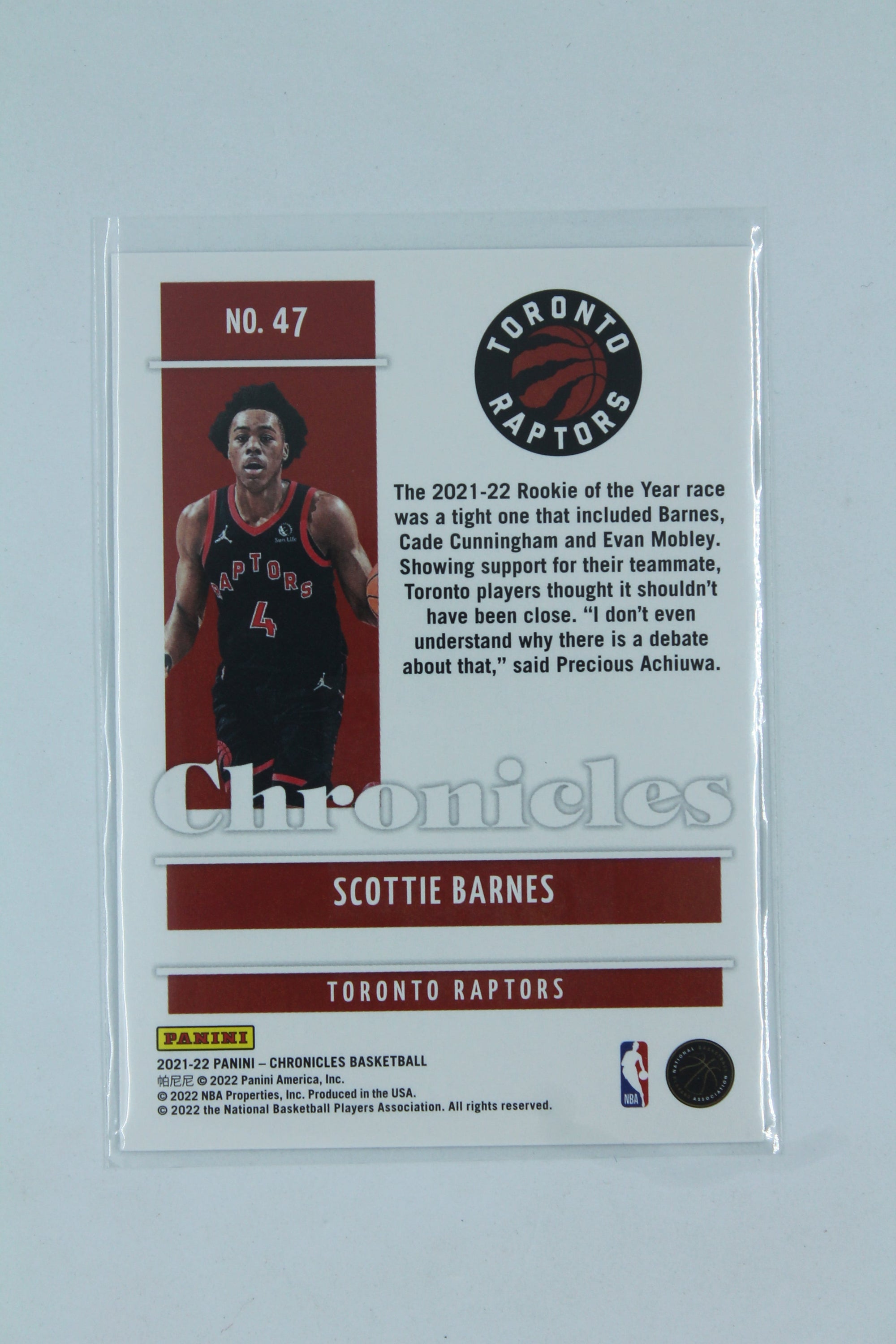 NBA Scottie Barnes 2021-22 Panini Chronicles Rookie Card