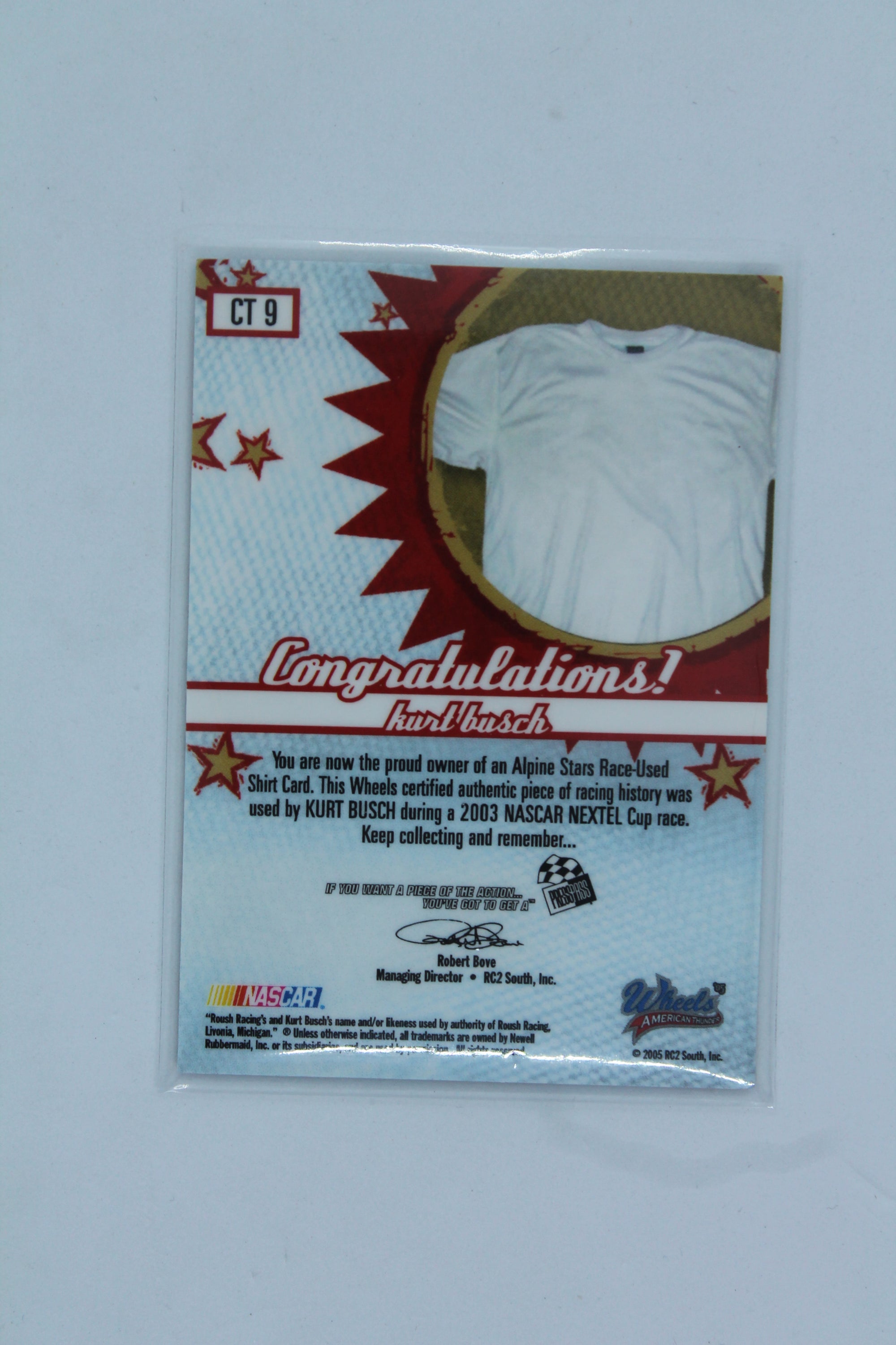 Kurt Busch 2005 Wheels American Thunder - Cool Threads Race-Used #CT 9 #426/475