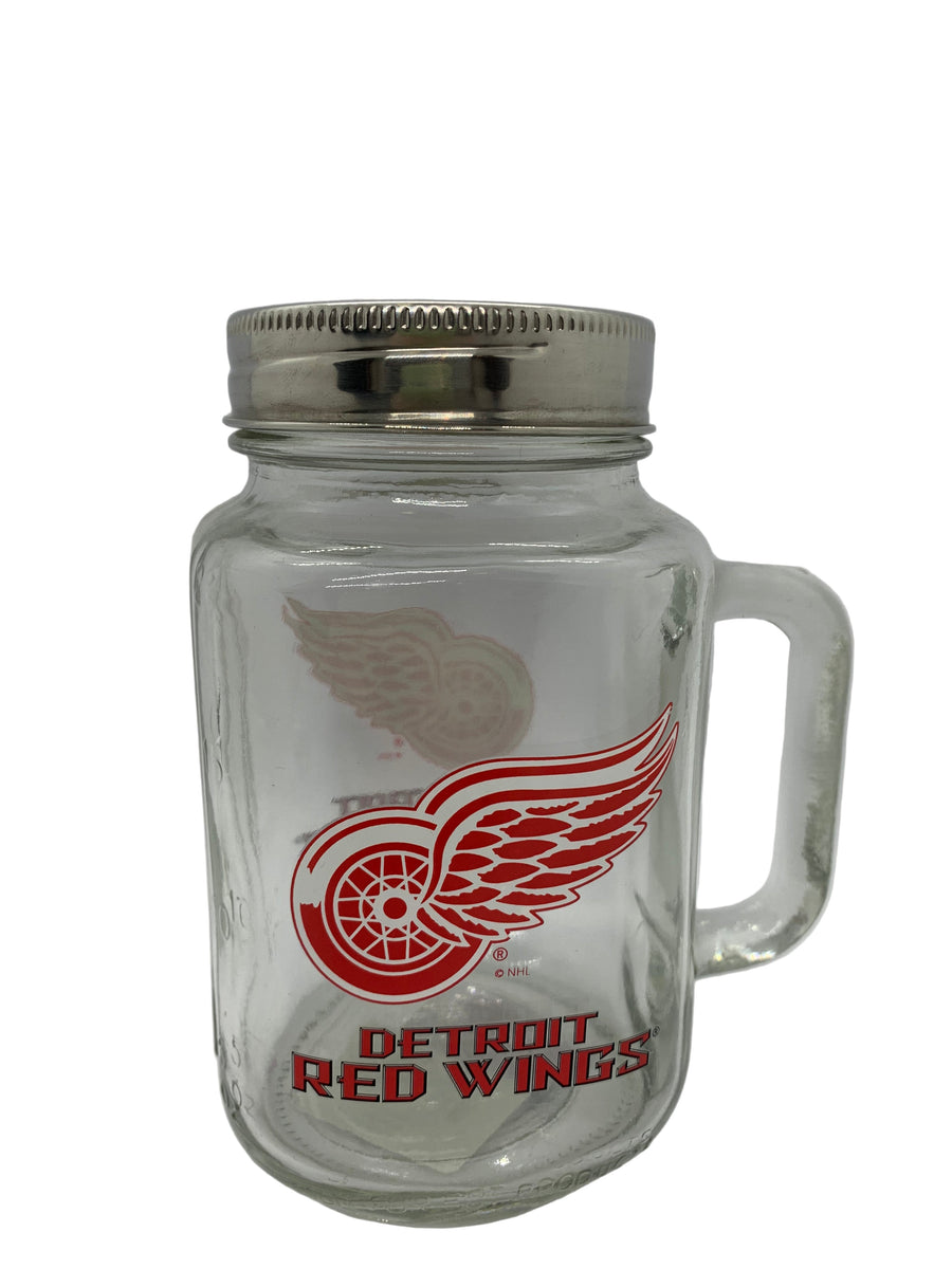 NHL Detroit Red Wings Mason Jar Glass with Lid