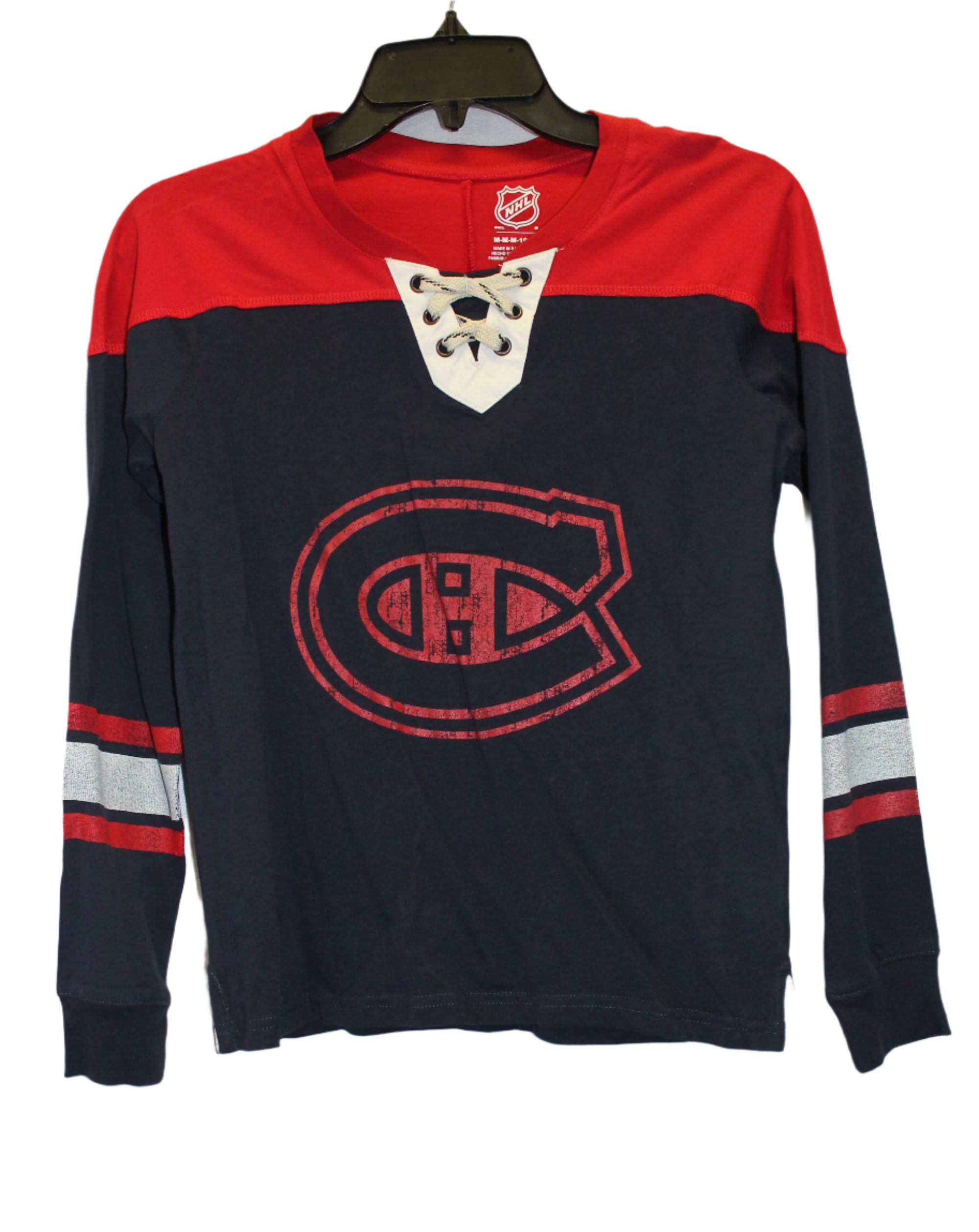 NHL Montreal Canadiens Youth Lace Up Long Sleeve Tee
