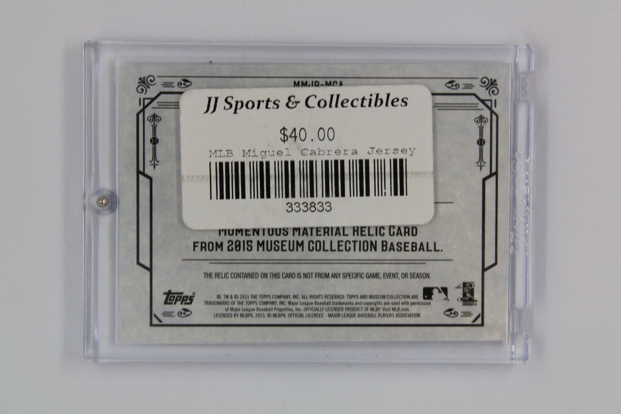 Miguel Cabrera 2015 Topps Museum Collection Momentous Material #19/35