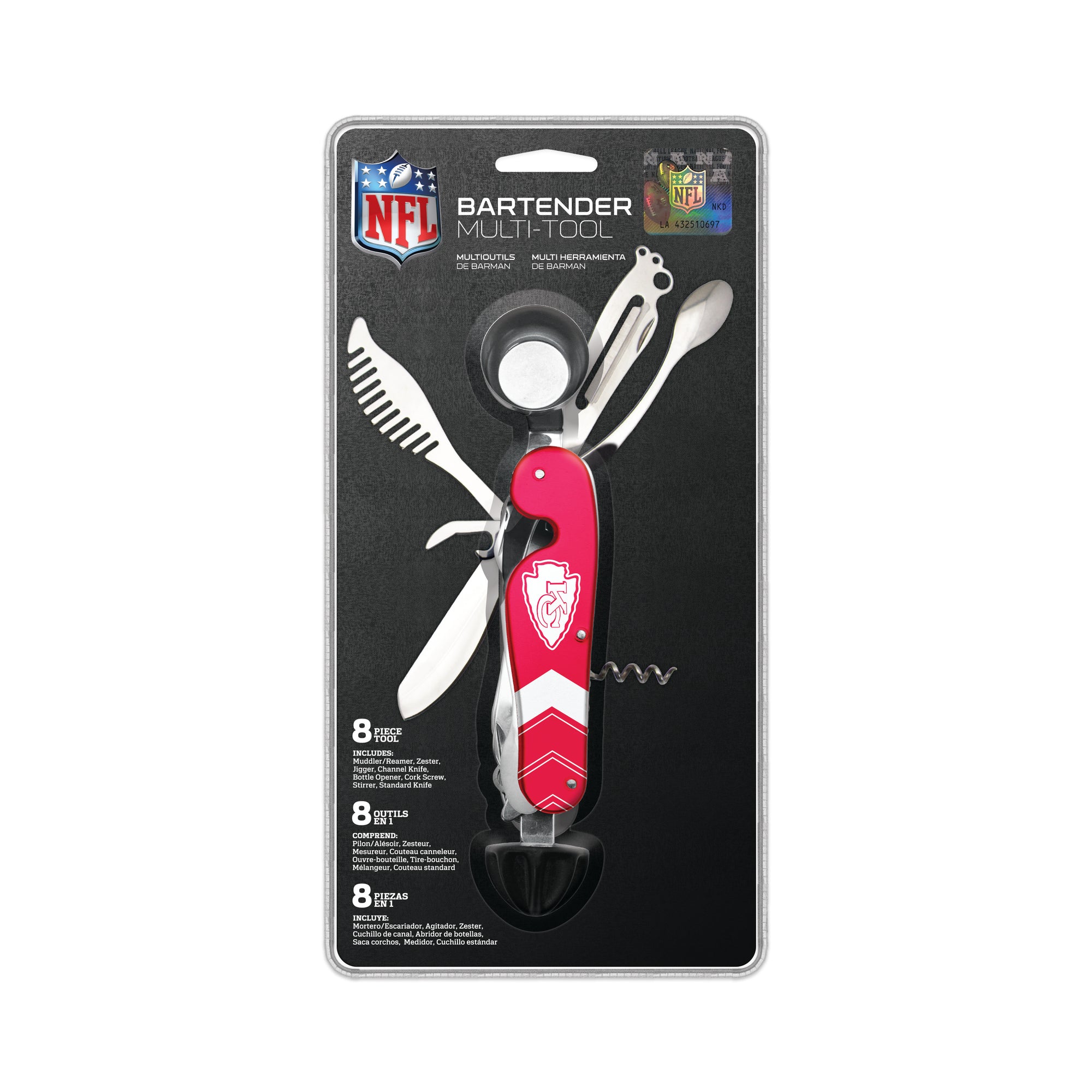 NFL Kansas City Chiefs Bartender Multi-Tool (8 piece tool)