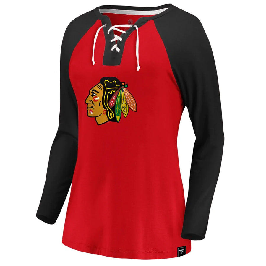 NHL Chicago Blackhawks Women's Fanatics Soft Lace Up Tee (online only)