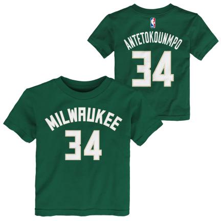 NBA Milwaukee Bucks Youth Antetokounmpo 34 Name & Number Tee