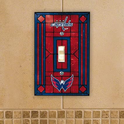 NHL Washington Capitals Art Glass Light Switch Plate Cover- SALE