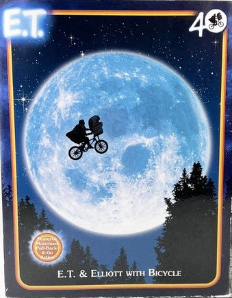 NECA E.T. & Elliott with Bicycle Action Figure (motorized pull back & go action) -40th Anniversary