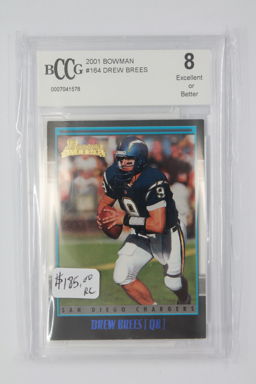 Drew Brees 2001 Bowman Rookie Card Graded 8