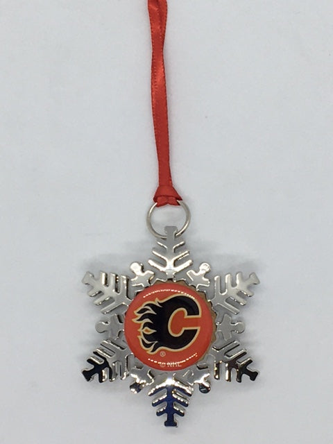 NHL Calgary Flames Metal Snowflake Ornament