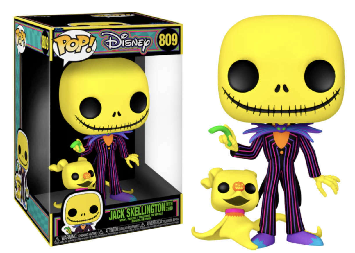 Funko POP Jack Skellington with Zero (Blacklight) #809 10" - Disney Nightmare Before Christmas