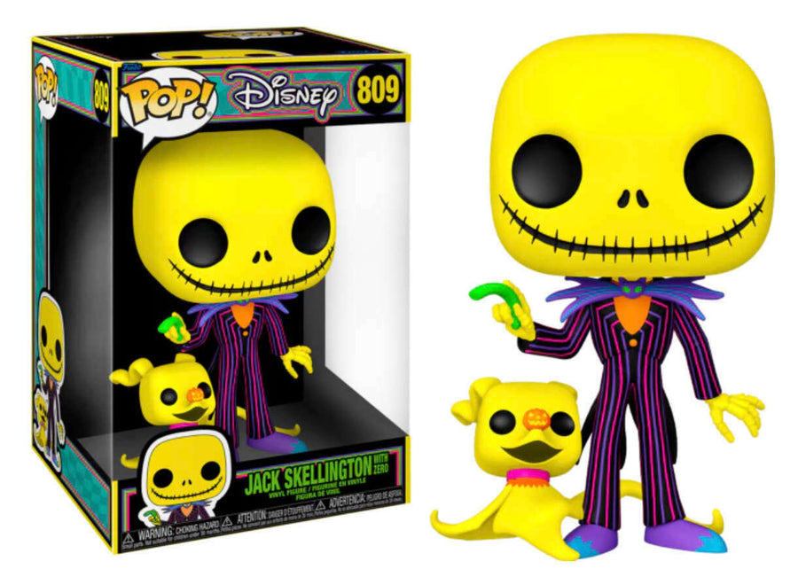 Funko POP Jack Skellington with Zero (Blacklight) #809 10" - Disney Nightmare Before Christmas