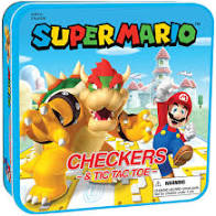 Super Mario Checkers & Tic Tac Toe Board Game Tin