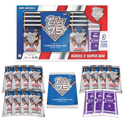 MLB 2026 TOPPS BASEBALL SERIES 2 COLLECTION - 15 Packs & 1 Oversized Card