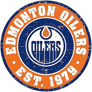 Edmonton Oilers PVC Logo Sign - Round Distressed 22"