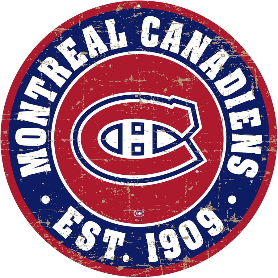 Montreal Canadiens PVC Logo Sign - Round Distressed 22"