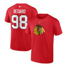 NHL Chicago Blackhawks Fanatics C Bedard #98 Name & Number Tee (red)