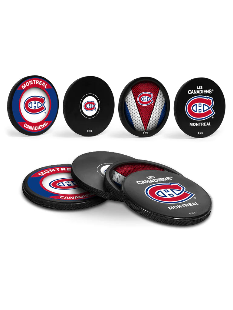 NHL Montreal Canadiens Hockey Puck Coasters in Cube