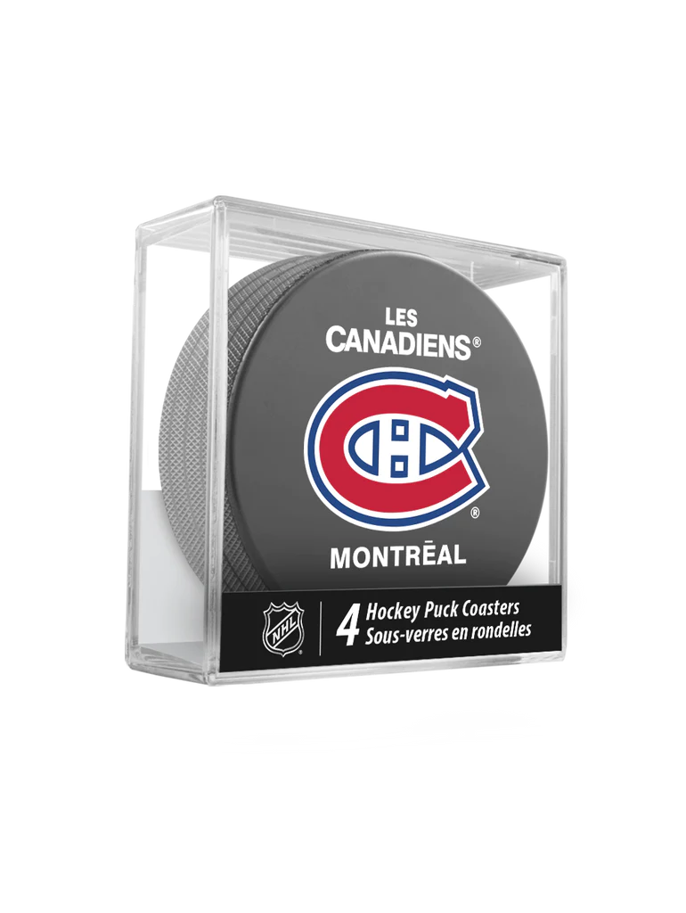 NHL Montreal Canadiens Hockey Puck Coasters in Cube