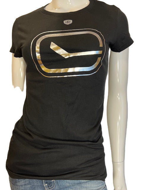 NHL Vancouver Canucks OTH Women's Black/Silver Retro Logo Tee (online only)