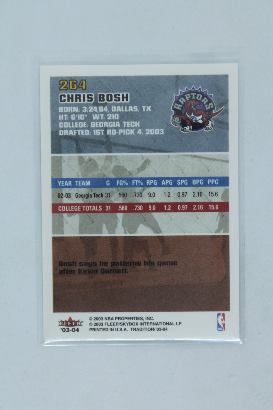 Chris Bosh 2003-04 Fleer Tradition Rookie Card