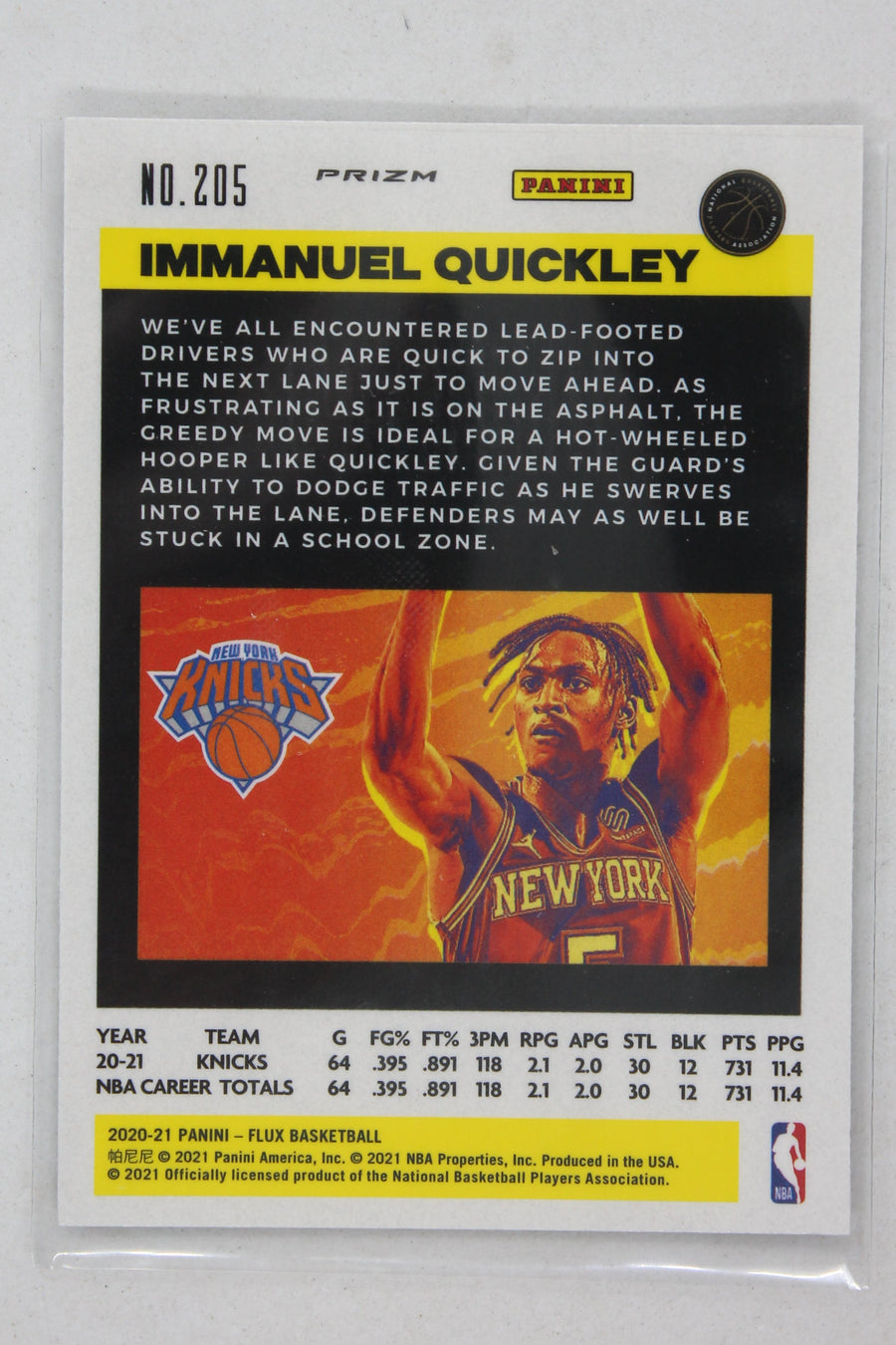 Immanuel Quickley 2020-21 Panini Flux Rookie Card