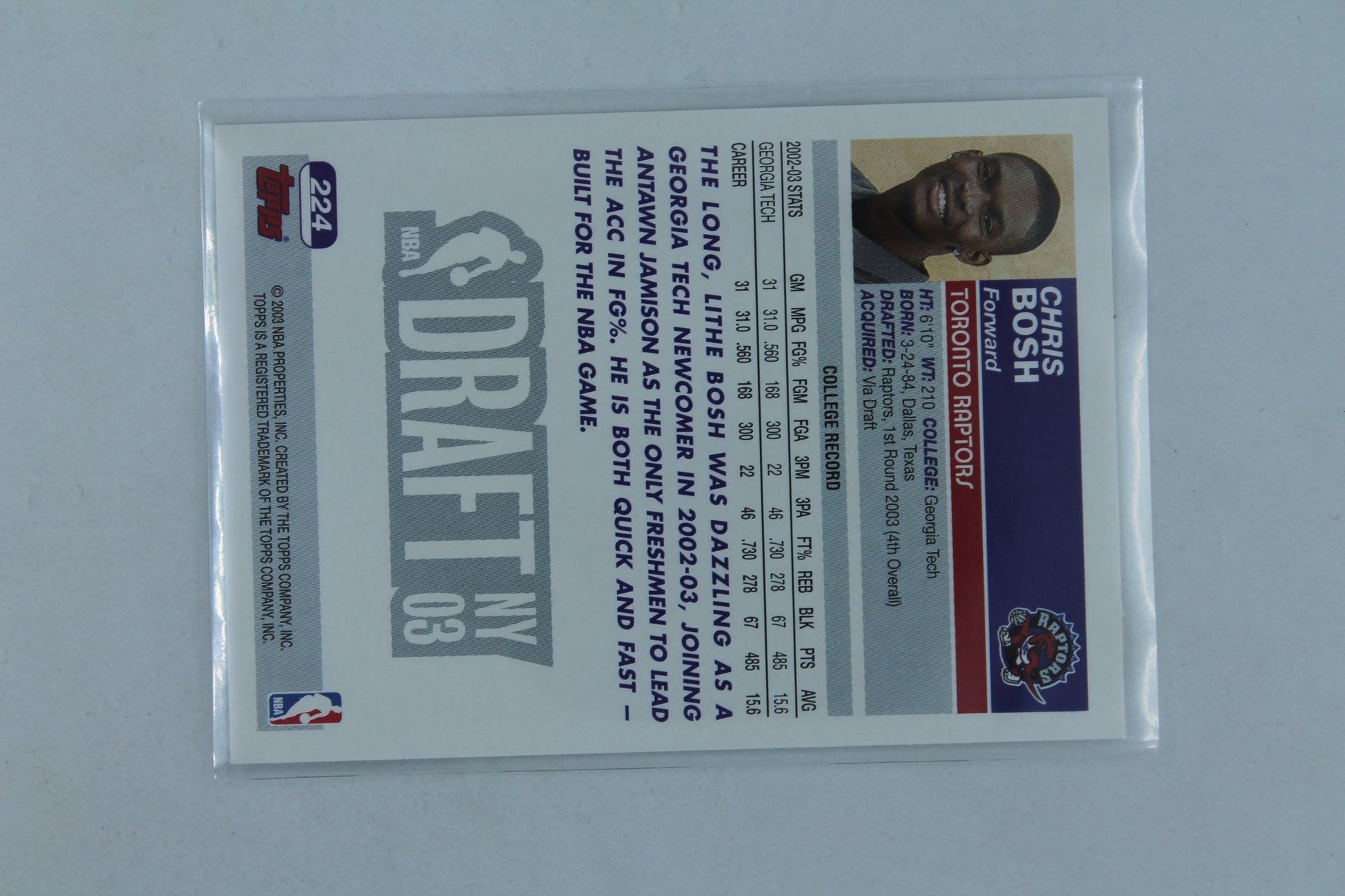 Chris Bosh 2003-04 Topps 2003 NBA Draft Rookie Card