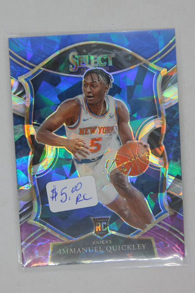 Immanuel Quickley 2020-21 Panini Select - Blue White Purple Cracked Ice Prizm Concourse Rookie Card