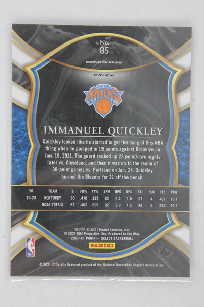 Immanuel Quickley 2020-21 Panini Select - Red White Orange Flash Prizm Concourse Rookie Card