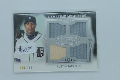 Austin Jackson 2011 Topps Marquee Gametime Mementos Quad Jersey Bat #049/199 Detroit Tigers