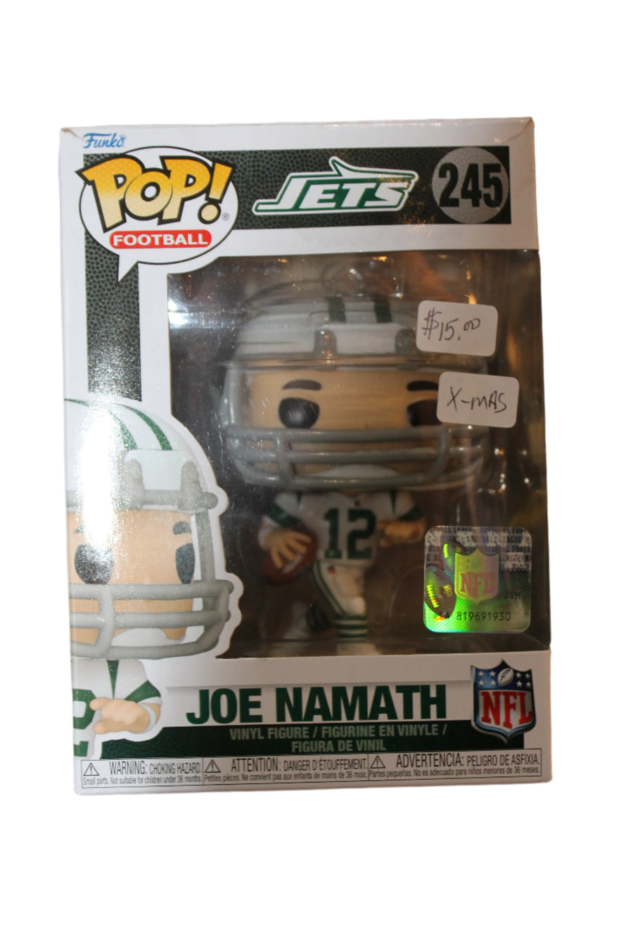 XMAS Funko POP NFL Joe Namath #245 New York Jets Ornament - Damaged Box