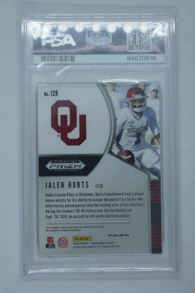 2020 Panini Prizm D/P Jalen Hurts R/C # 129 Orange Prizm GEM MT PSA 10