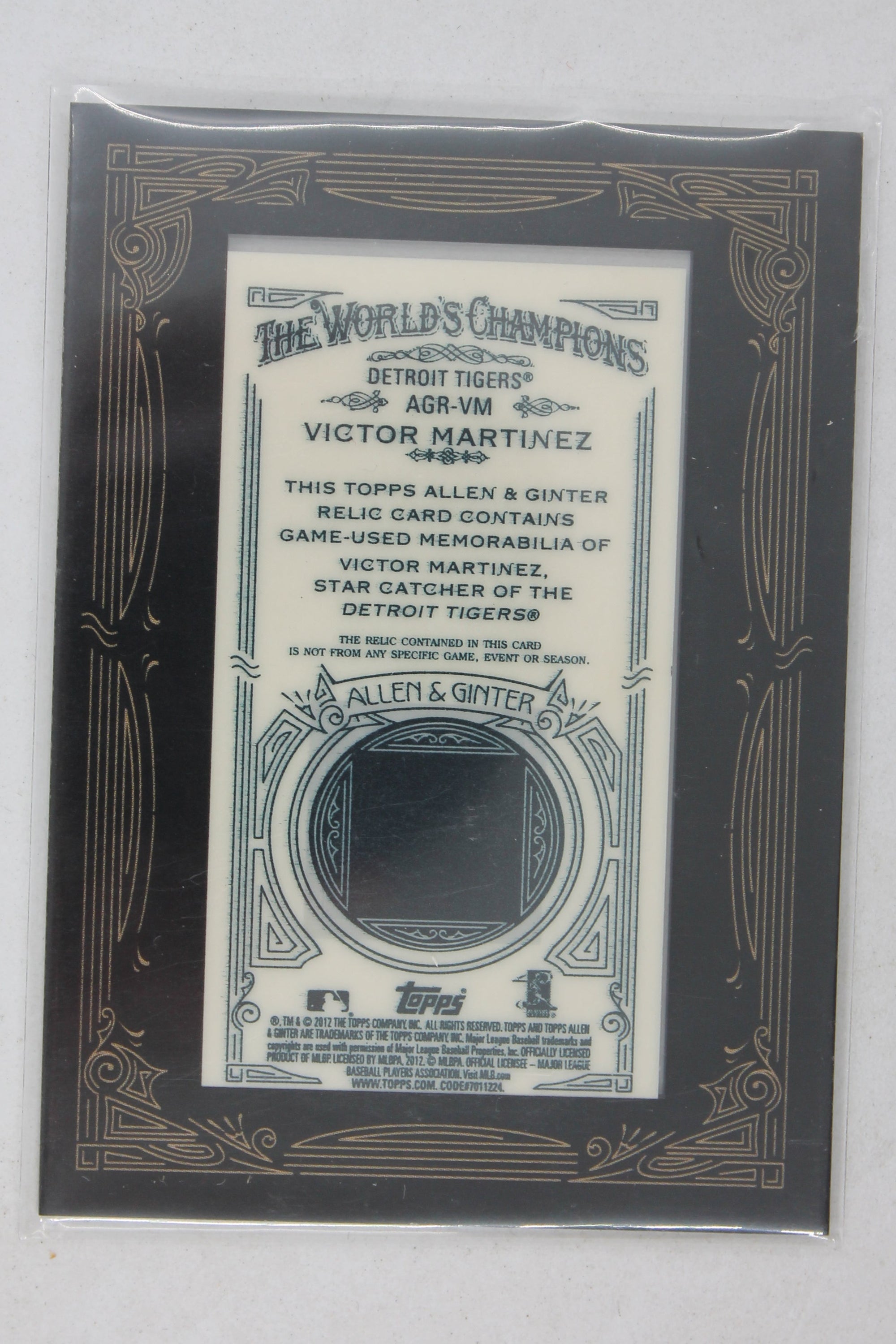 Victor Martinez 2012 Topps Allen & Ginter's - Framed Mini Relics Card