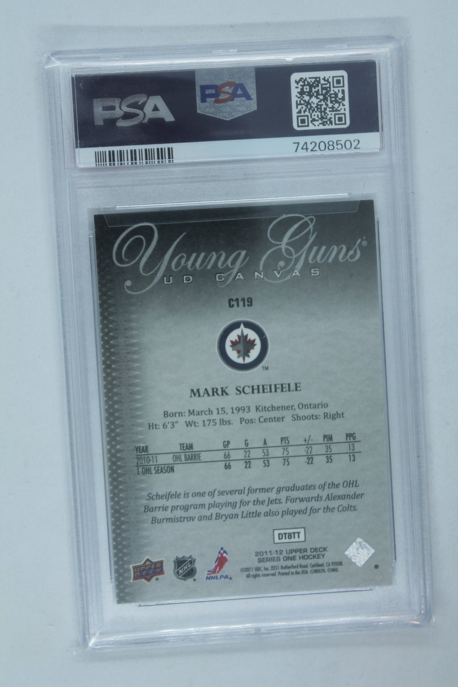 MARK SCHEIFELE CANVAS YOUNG GUNS SP RC PSA 10 GEM MINT2011 UPPER DECK