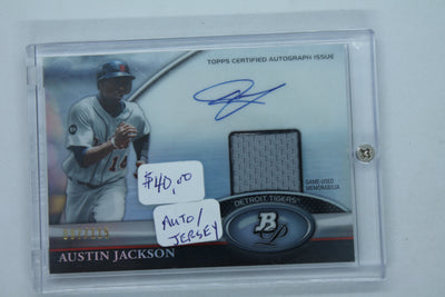 Austin Jackson Detroit Tigers 2011 Bowman Platinum Patch Auto Card Detroit Tigers