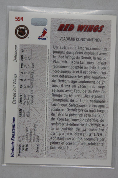 Vladimir Konstantinov 1991-92 Upper Deck Young Guns Rookie Card (French)