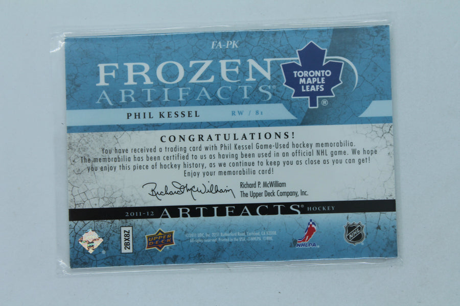 Phil Kessel 2011-12 Artifacts - Frozen Artifacts Dual Jersey Card #098/135