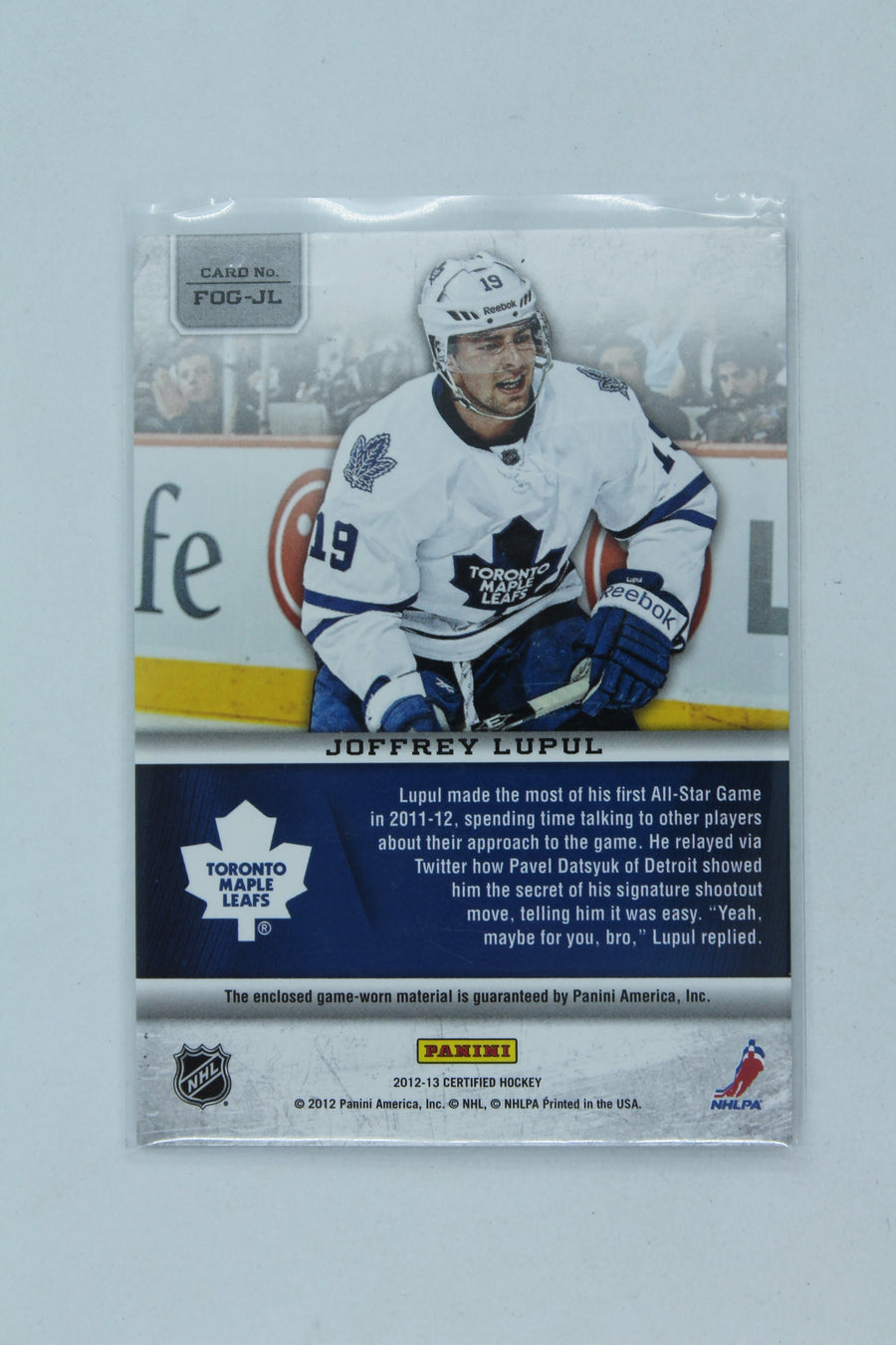 Joffrey Lupul 2012-13 Panini Certified - Fabric of the Game Jersey Card  #274/299