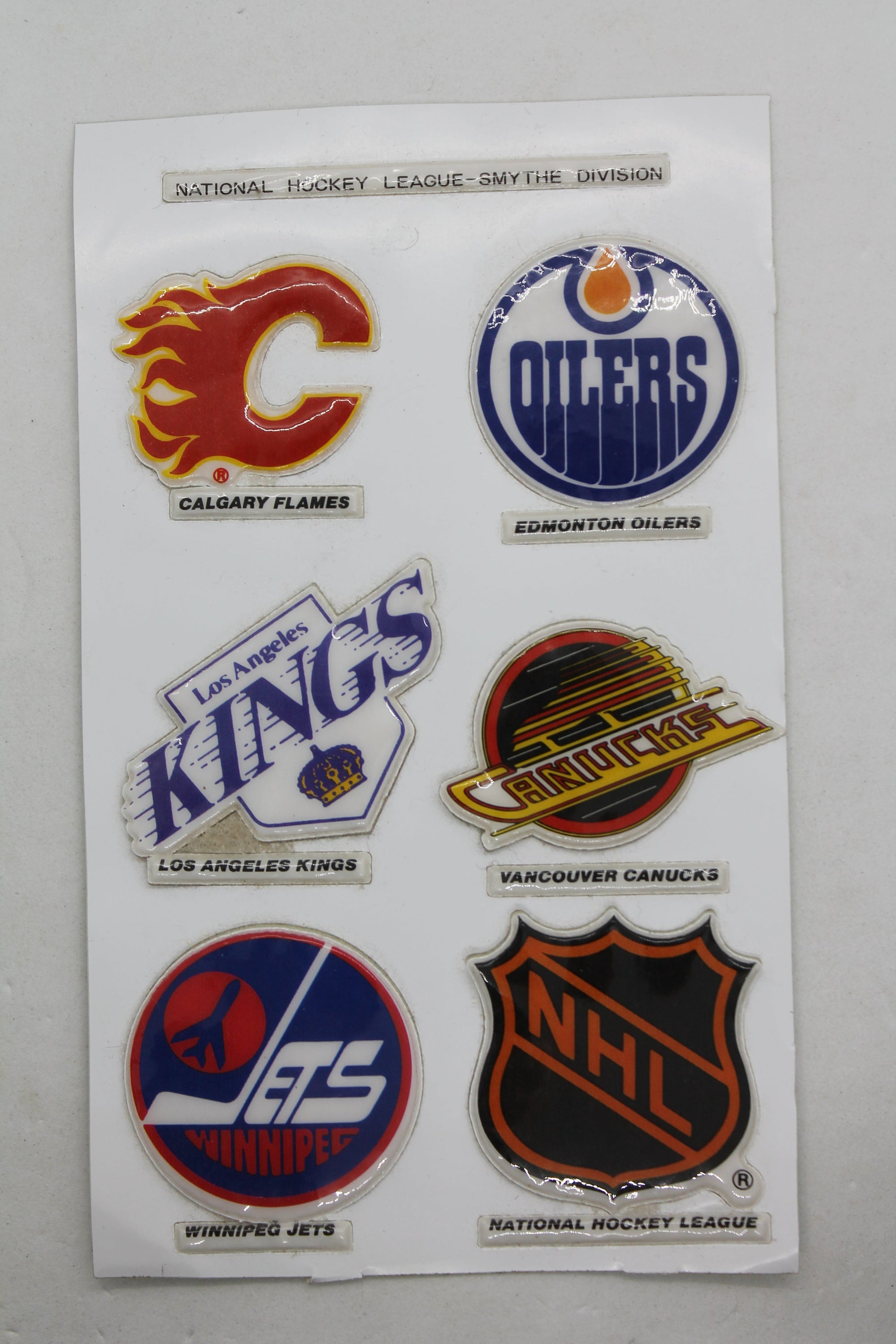 Vintage NHL Hockey Puffy Smythe Division Stickers Funmate 1983 - opened but stickers still on card