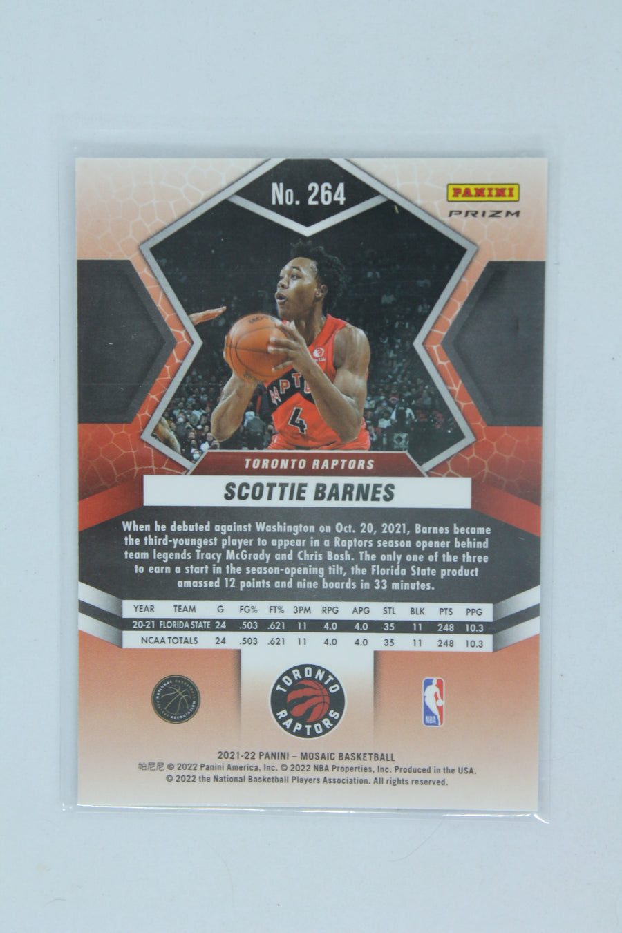 Scottie Barnes 2021-22 Panini Mosaic - Green Mosaic Prizm Rookie Card