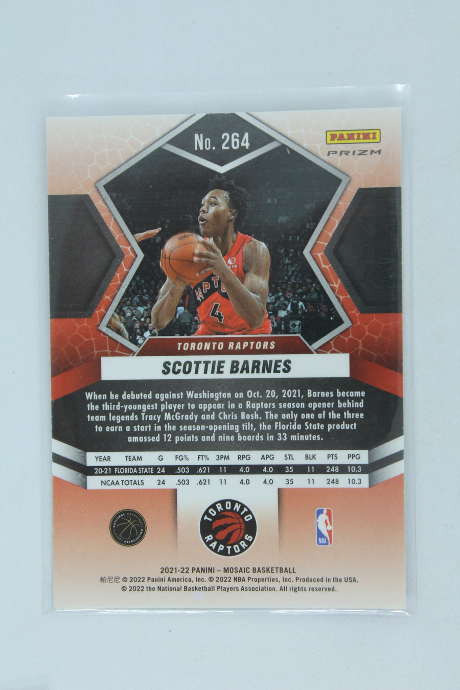 Scottie Barnes 2021-22 Panini Mosaic - Mosaic Prizm Rookie Card