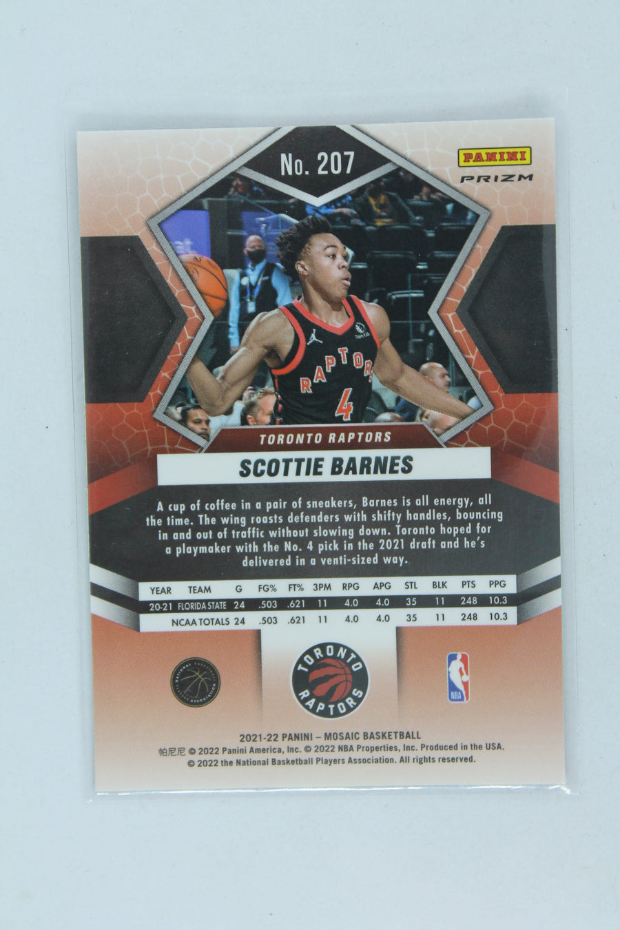 Scottie Barnes 2021-22 Panini Mosaic - Green Mosaic Prizm Rookie Card