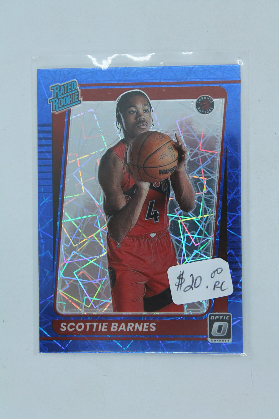 NBA Scottie Barnes 2021-22 Panini Donruss Optic Blue Velocity Prizm Rated Rookie Rookie Card