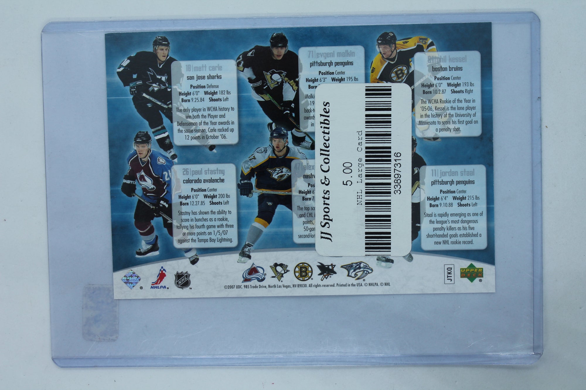 2006-07 Upper Deck - 2006-07 NHL Rookies Jumbo #_NoN Evgeni Malkin, Phil Kessel Rookie Year