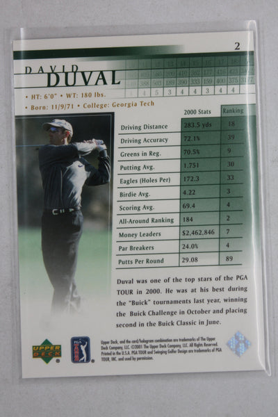 David Duval 2001 Upper Deck Rookie Card