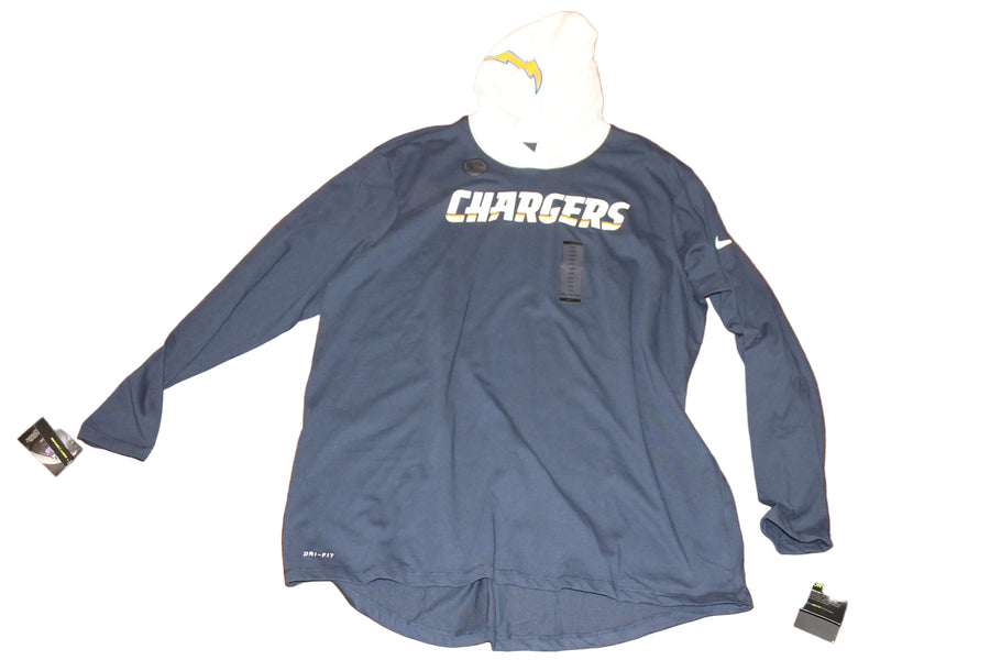 NFL Los Angeles Chargers Men's Nike Brand Long Sleeve Tee with Hoodie - XXLarge