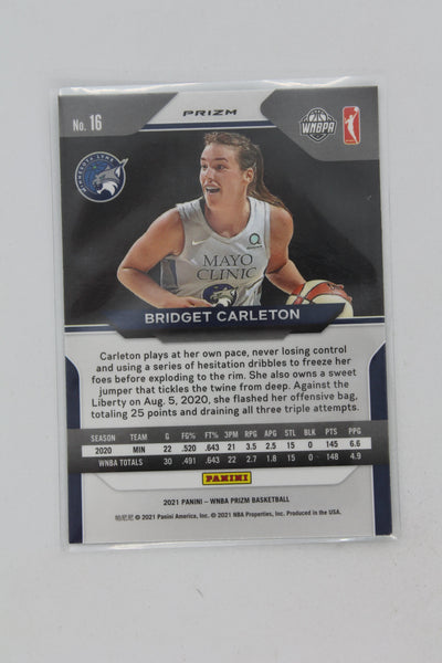 Bridget Carleton 2021 Panini Prizm WNBA - Green Prizm Rookie Card