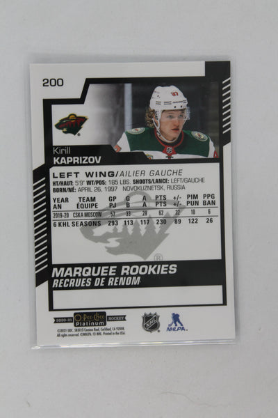 Kirill Kaprizov 2020-21 O-Pee-Chee Platinum - Marquee Rookies - Rookie Card