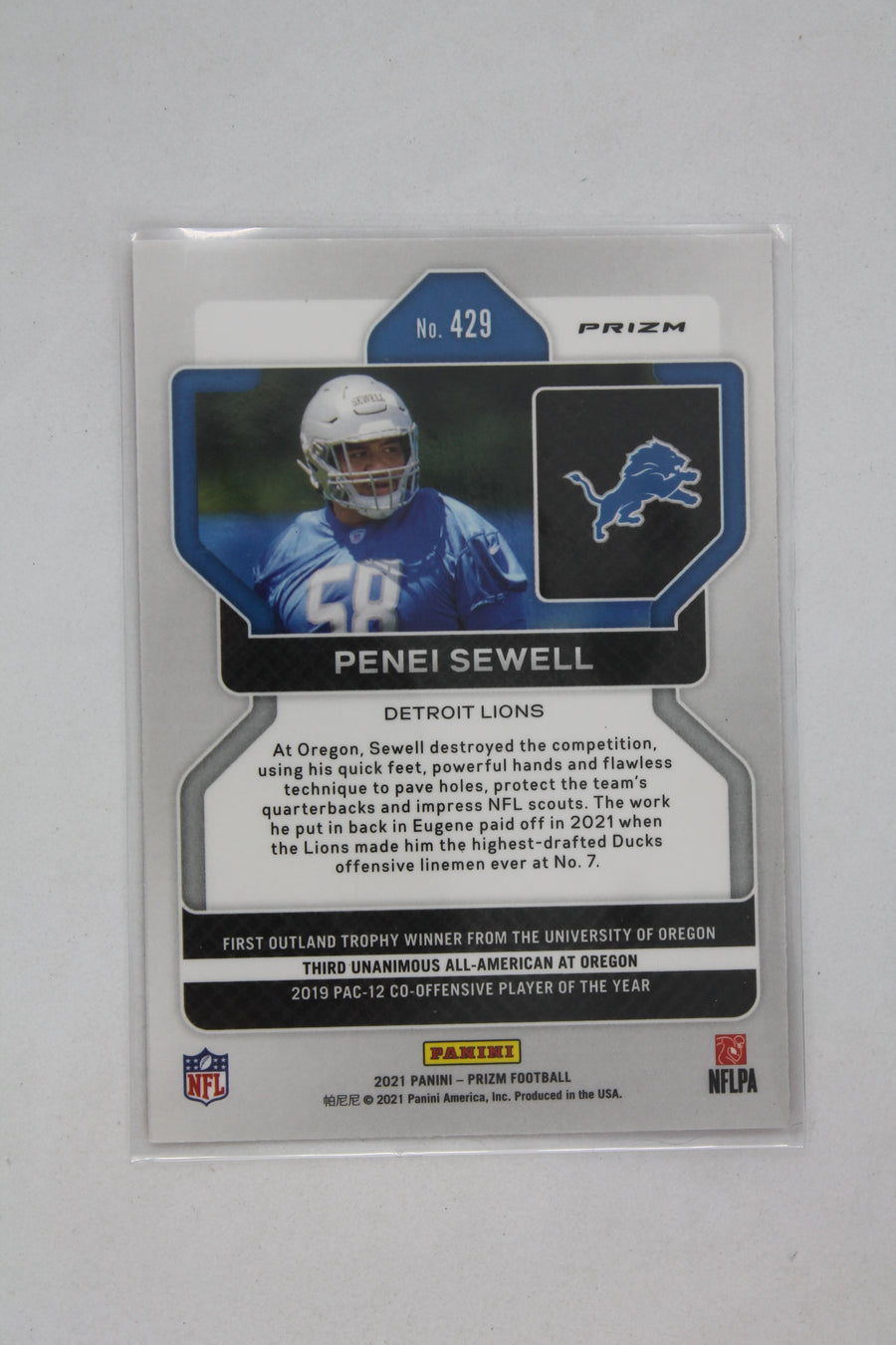 Penei Sewell Panini Prizm Lazer Prizm Rookie Rookie Card