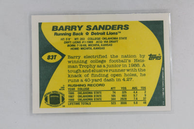 Barry Sanders 1989 Topps Traded Rookie Card