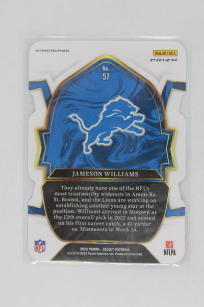 Jameson Williams 2022 Panini Select Black & Red Prizm Die-Cut -  Rookie Card