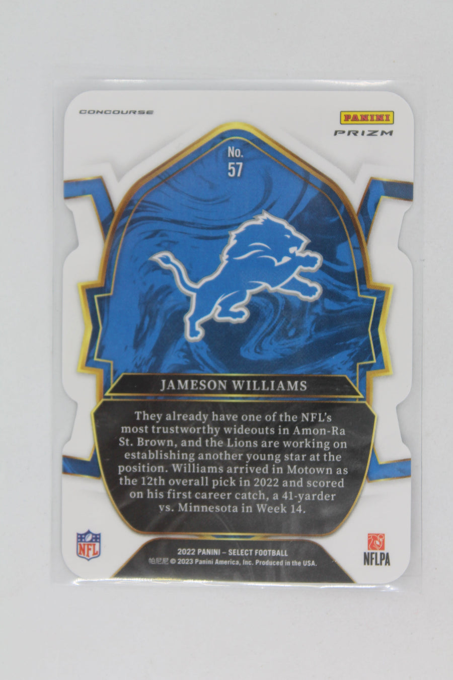 Jameson Williams 2022 Panini Select Black & Red Prizm Die-Cut -  Rookie Card